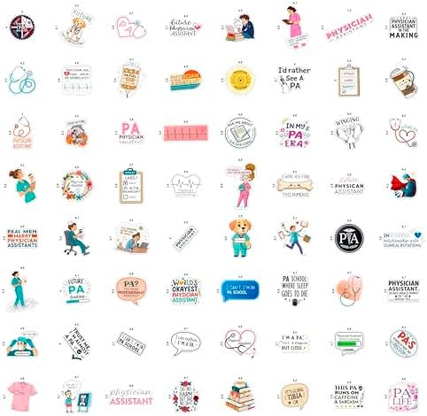 100Pcs Physician Assistant Stickers for Laptop, Water Bottle - PA Stickers - Funny Physician Assistant Gifts, Party Decoration- Medical Decals - Gift for Women & Men