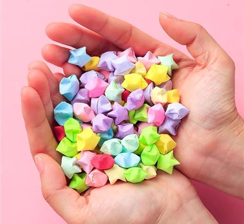 1080 Sheets Origami Star Paper 10 Assortment Color Strips Double Sided Lucky Star Decoration Folding Paper for DIY Hand Art Supplies (10 color-1080 sheets)
