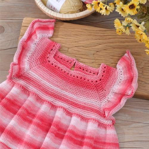 Fine Knitted and Crocheted Cotton Yarn, 100% Long Staple Cotton Yarn Multicolour Gradient Yarn, Infant Sports, 2 Packages 100 g/3.52 oz (50 g/162 yds per Strand)-sc11