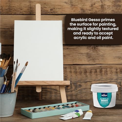 BLUEBIRD Heavy Gesso Primer for Acrylic Painting, White, 5.3Oz / 150 GM Full Tub, Gesso Surface Prep Medium For Acrylic Paint and Oil Paint