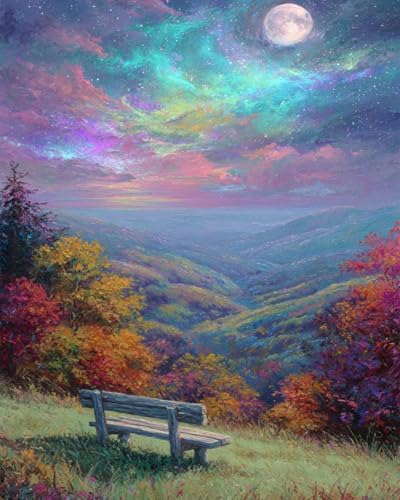 Landscape Paint by Numbers Kit for Adults,Paint by Numbers Adult16x20in | Moon Paint by Number Adult for Home Decor Gifts Includes all supplies