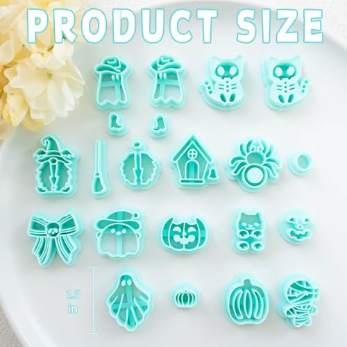 Tainsky Halloween Clay Cutters - 21 Shapes for Polymer Clay Cutters for Earrings（E）