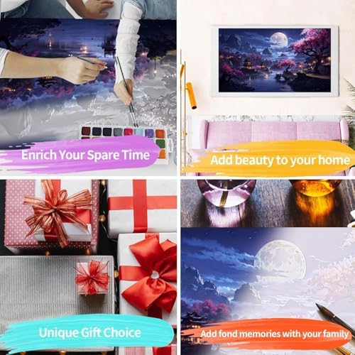 YALKIN Paint by Numbers Kit for Adults, Large Adults'paint-by-Number Kits on Canvas, DIY Acrylic Oil Painting by Numbers Kits, Perfect for Home Decor, Gifts 28x16in
