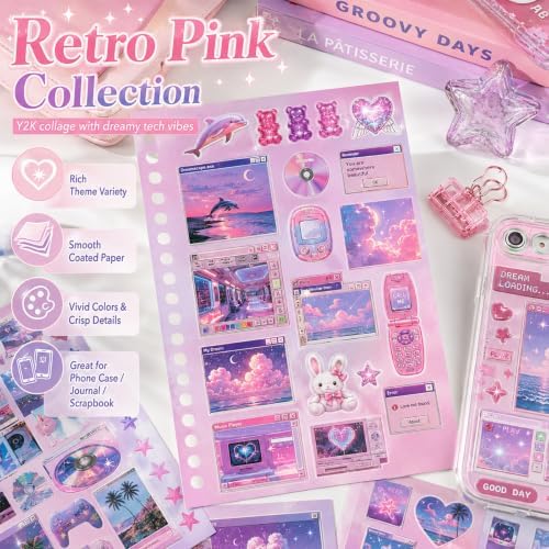 30 Sheets Dreamcore Japanese Sticker Book,Retro Sticker Book,Nature Sceneery Scrapbook Stickers for Journaling,DIY Crafts Decoration