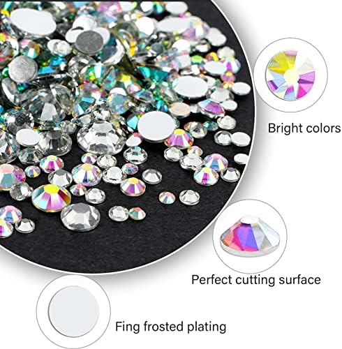 Canvalite 3348PCS Rhinestones Crystal AB Rhinestones for Nail with 5Pcs 3ml B7000 Jewelry Glue and Pick Up Tweezers and Nail Rhinestone Picker, Nail Art Tools,Stocking Stuffers Gifts for Women
