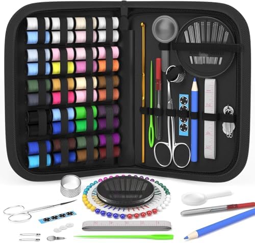MIXCOOL Sewing Kit for Adults, Beginners, Needle and Thread Kit, Portable Sewing Supplies, Contains Thread, Scissor, Needles, Measuring Tape