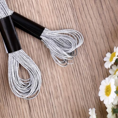 Gosknor 6 Skeins Embroidery Threads, Metallic Embroidery Floss (Silver)