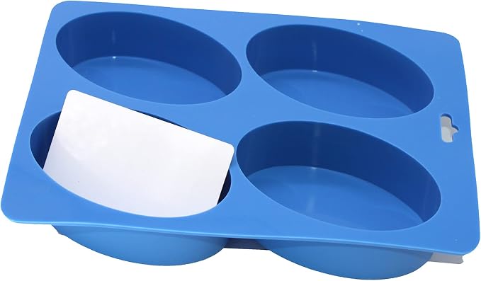 X-Haibei Large Oval Basic Soap Lotion Bar Silicone Mold for Homemade Supplies 4-Cavity 4.5oz per Cell | Glossy Finish | Sturdy & Easy Unmold