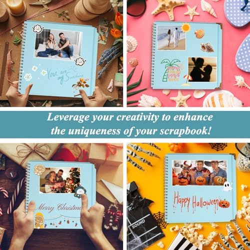 Joyberg Scrapbook 80 Pages, Scrapbooking Supplies 8 x 8 In, Scrapbook Album Suitable for Album Memory Book Wedding, Anniversary Family, DIY Craft Projects (Blue)