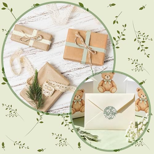 Whaline 12 Rolls Sage Green Floral Washi Tape Masking Tape Set Flower Leaves Plaid Striped Decorative Wrapping Paper Tapes Boxed for Wedding Scrapbook Journal DIY Crafts