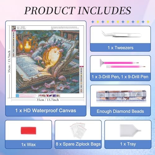 Diamond Art Kits for Adults, Magic Book Diamond Painting Kit, 14 x 14 Inch