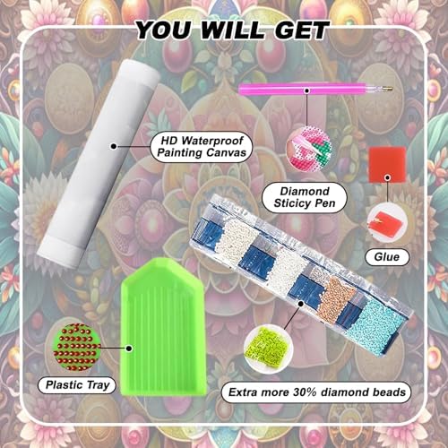 EIBEILI Diamond Art Kits for Adults Mandala Flower Diamond Painting Kits