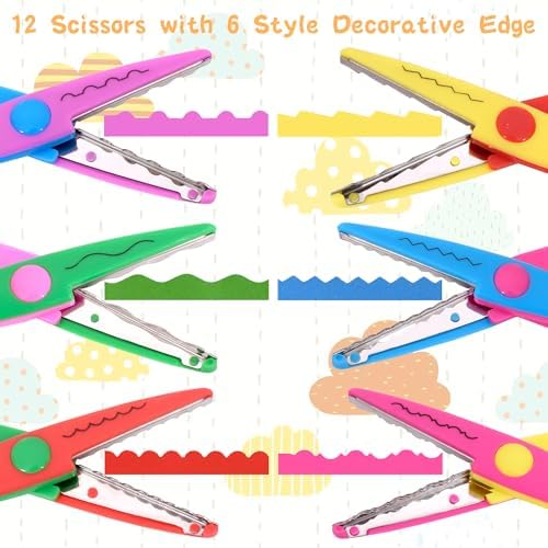 12 PCS Craft Scissors Decorative Edge, 12 PCS Small Hole Punch Shapes, 90 Sheets Colorful Origami, Adults Craft Kit for DIY Crafts, Scrapbooking, Card Making, School Supplies