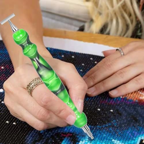 Praise V Do Thin Version Stainless Steel Diamond Painting Art Drilling Pen Kit with Screw Silver Metal Tips Nib Placer Roller Tool Accessories, Ergonomic Diamond Art Pen for 5D Diamond Paint Bead Dot