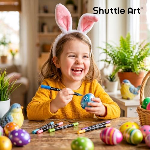 Shuttle Art 28 Metallic Brush & Dot Tip Acrylic Paint Markers