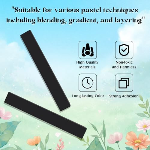Watersay 48 Pcs Soft Chalk Pastels Set Soft Pastel for Artists Square Sketch Chalk Non-toxic Artist Pastel Sticks for Professional Artists Students and Art Lovers(Black,60×8×8mm)