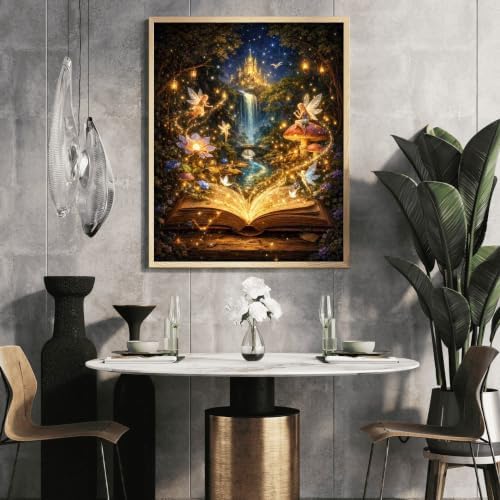Magic Paint by Numbers Kit for Adults, Book Adult Paint by Number 16x20 in | Castle Canvas Paint by Numbers for Adults for Home Wall Decor Gifts,DIY Acrylic Oil Painting Pre Drawn Canvas Stress Relief