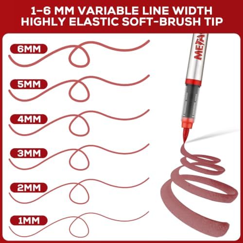 Metallic Acrylic Paint Markers, 12 Pcs Soft Brush Tip Marker Pens for Stone,Paper,Wood,Glass,Fabric Paint,DIY Crafts (12, Red)