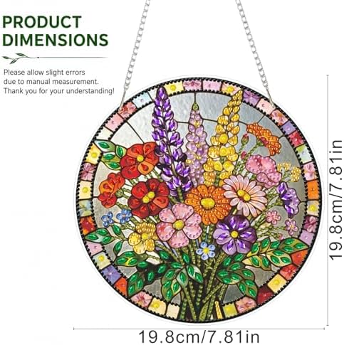 HMZephitiquc Flower Diamond Art Window Suncatchers, Special Shaped Crystal Diamond Painting Hanging, 5D Gem Art for Adults, Sun Catchers Indoor Window DIY Crafts for Gift Home Decor
