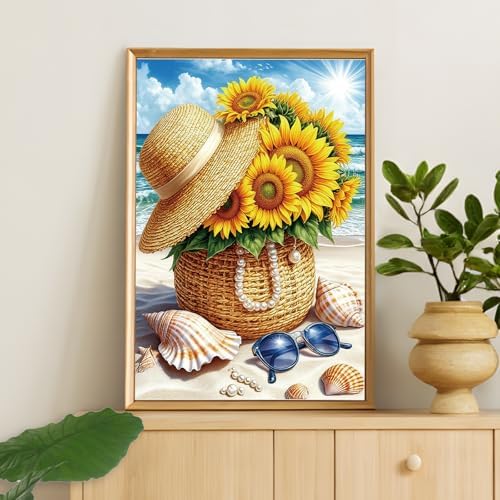 Camocin Framed Paint by Numbers Kit for Adults Beginners – Sunflower Beach