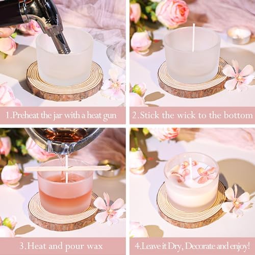 CONNOO 15 Pack 4oz Frosted Glass Candle Jars with Airtight Bamboo Lids