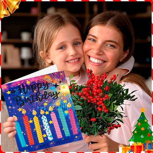 ACSAUMMY Diamond Art Painting Happy Birthday Cards, 8 Packs DIY 5D Diamond Greeting Cards Kits for Adults Diamond Art Birthday Cards with Envelopes Birthday Gifts for Families, Friends, Partners