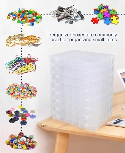 8 PCS 36 Grids Bead Organizer Box Plastic Box Clear Box Organizer 3600 Tackle Box Organizer Bead Containers Plastic Organizer Compartment Organizer Box Jewelry Earring Organizer (8 Pcs)