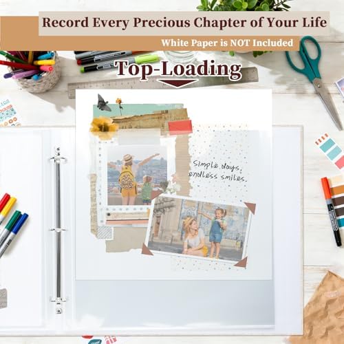 12x12 Inch Large Scrapbook Photo Album, 3 Ring Binder- Beige