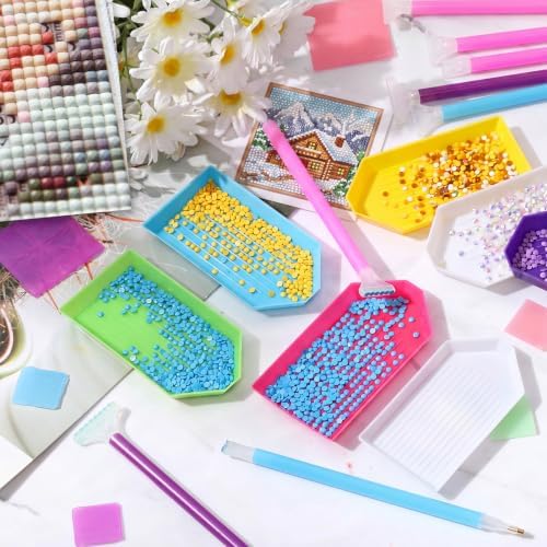 Affrolling 90 Pcs Diamond Art Tools, Drill Pens Trays Glue Clay