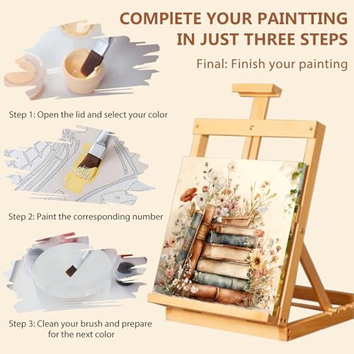 Reivworl Framed Book Paint by Numbers Kit for Adults Beginner 10×10 inch