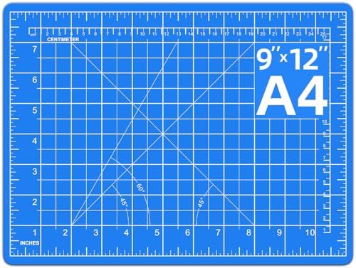 DIYSELF 9in×12in Cutting Mat, A4 Self Healing Craft Mat for Sewing | A4 Cutting Mat for Fabric, Quilting and Scrapbooking, 5-Ply Double-Sided Craft Cutting Board with Printed Grid