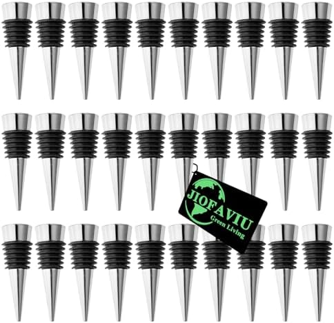 30 Pcs Wine Bottle Stopper Set Kit, Resin Wine Bottle Stoppers Molds Set Accessories, Wine Stopper for Silicone Molds Epoxy Resin (Metal Silver)