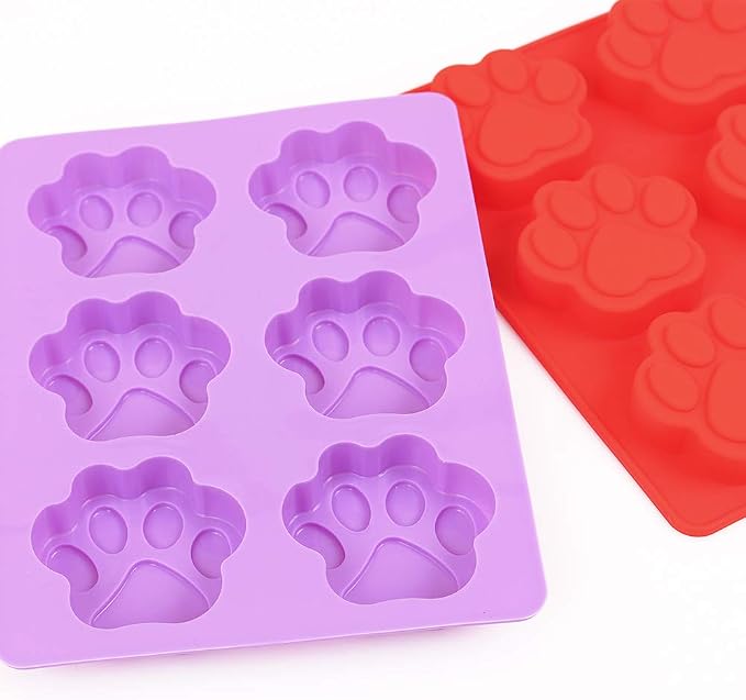 Puppy Dog Paw Silicone Molds, Food Grade, for Chocolate, Candy, Pudding, Jelly, Dog Treats. 4 Pcs