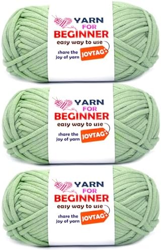 Avocado Green Beginners Crochet Yarn Cotton Crochet Yarn for Crocheting Knitting Beginners Crochet Kit-3 * 50g