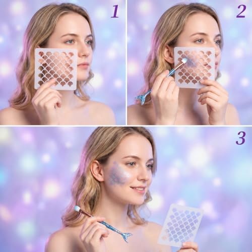 Mermaid Scale Stencil Set, Mermaid Face Makeup Templates