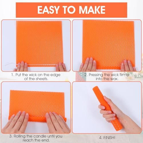 HOFURME 20 Pcs Beeswax Candle Making Kit, Natural Beeswax Sheets for Candle Making Rolling Kits (Bright Color, 8 x 8 inch)