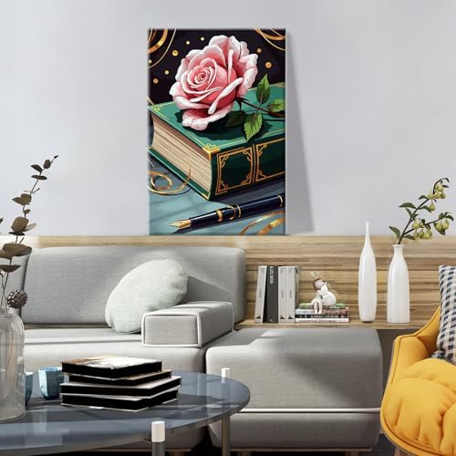 ATDMS Flower Paint by Numbers Kit for Adults with Frame, 8x12 Inch