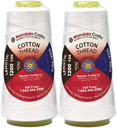 Mandala Crafts White Mercerized Cotton Thread Cones for Sewing Quilting