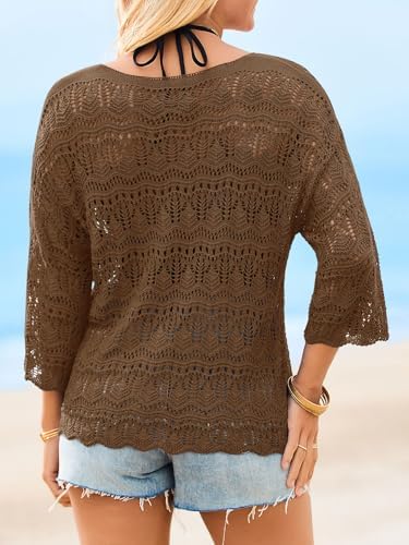 Saodimallsu Womens Crochet Cover Up Sweater Tops