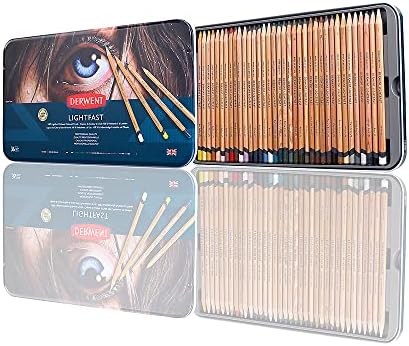 Derwent Lightfast Colored Pencils 36 Tin, Set of 36, 4mm Wide Core, 100% Lightfast, Oil-based, Premium Core, Creamy, Ideal for Drawing, Coloring, Professional Quality (2302721)