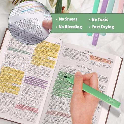 Vitoler 20Pcs Highlighters,Pastel Highlighters Set,Assorted Morandi Color Highlighter, Chisel Tip Bible Highlighter for School Office Supplies | Aesthetic,Cute Pastel,No Bleed,Dry Fast, Bible Study for Journaling Planner Notes School Supplies