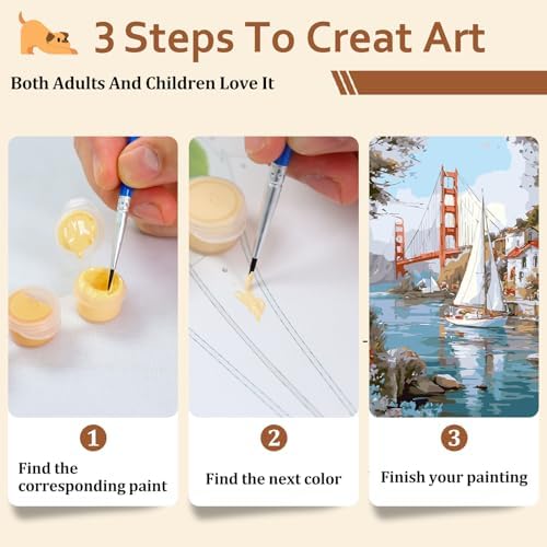 Reivworl Landscape Paint by Numbers Kit for Adults, Landscape Paint by Number for Adults Beginner, Painting by Number Kits for Gifts and Wall Decor 16x20Inch