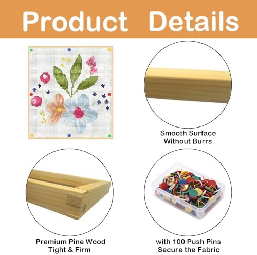 12 Pcs Stretcher Bars for Needlework, Wooden Needlepoint Stretcher Bar