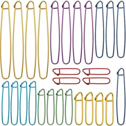 RJLCTH 28 Pcs Stitch Holders for Knitting, Aluminum, 7 Sizes