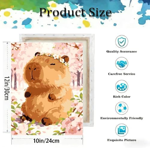 Paint by Numbers Kit for Adults-Capybaras, DIY Canvas Oil Painting 10x12In