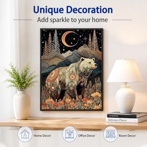 AUKELHJ Bear Diamond Art Kits for Adults, Diamond Painting, 12x16 Inch