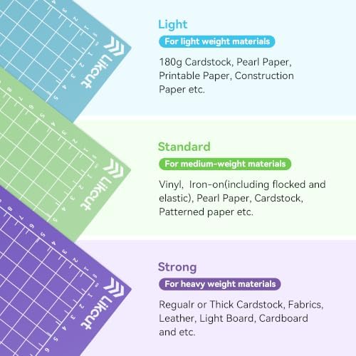Likcut Cutting Mat for S41 Vinyl Cutter - 8.5" x 12" Cutting Mats (Standard, Light, Strong Adhesive 3 Mats) Compatible with Cricut Joy Xtra for Craft DIY Paper, Vinyl, Cardstock, Craft