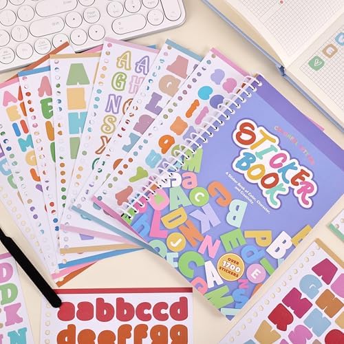 1700+ Pcs Alphabet Stickers, 30 Sheets Self-Adhesive Mixed-Size Mini Letter Colorful Alphabet Number Sticker for Labels DIY Crafts Art Making, Decals for Sign, Notebook, Classroom, Door, Card Decor