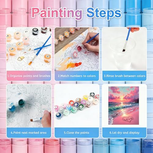 Gemozaic Paint by Numbers Kit for Adults - Beach Sunset, 16x20, Unframed