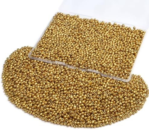 ZHIYUXI 3000Pcs 4mm Gold Glass Seed Beads for Jewelry Making